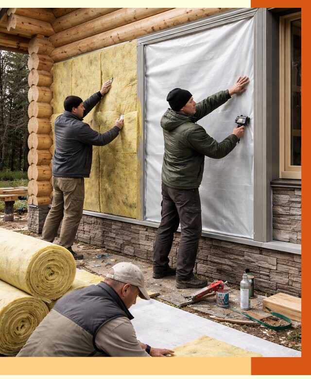 Утепление бревенчатого дома в Людиново от 7786 руб/м2 — заказать под ключ | ТепломастерЛюд