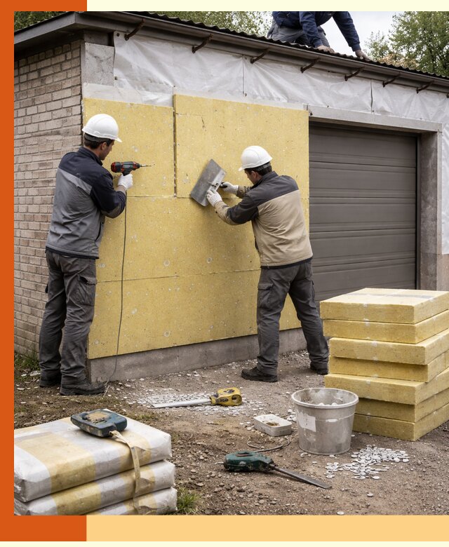 Утепление гаража снаружи в Людиново качественно и надёжно