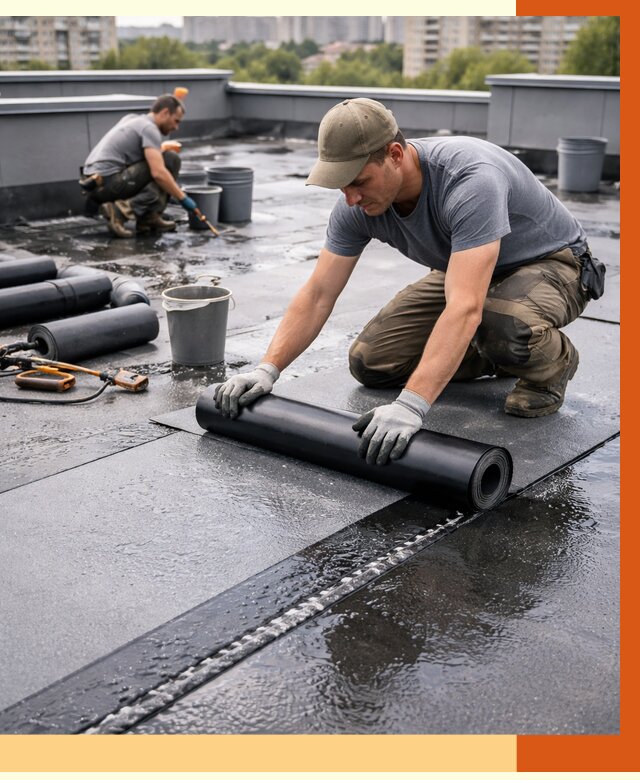 Гидроизоляция плоской кровли в Людиново от 4580 руб./м2 — профессионально | ТепломастерЛюд
