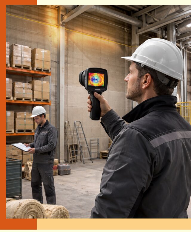 Тепловизионное обследование склада и выявление утечек в Людиново